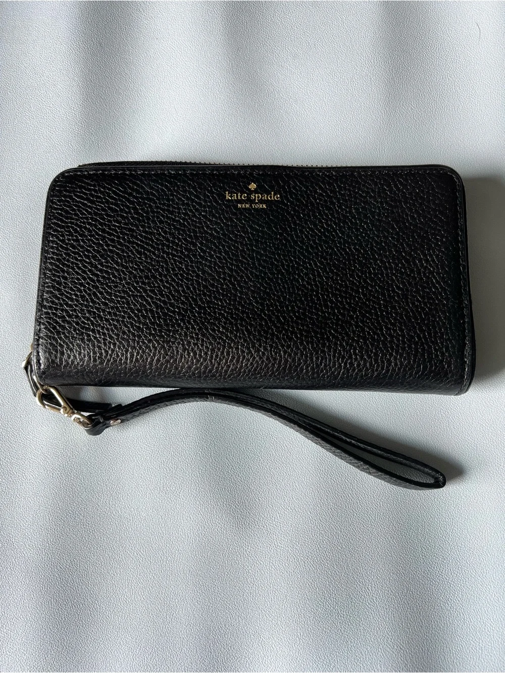 Kate Spade Black Large Continental Wallet with gold tone hardware
